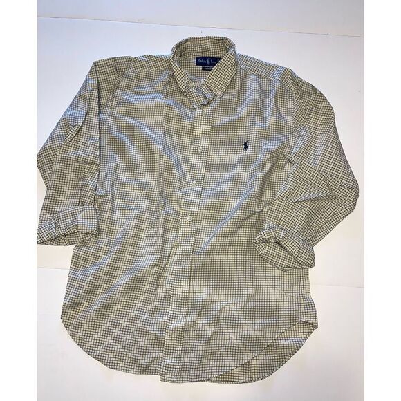 Ralph Lauren‎ Men's M Classic Fit Yellow Plaid Long Sleeve Button Down Shirt A21 - Picture 1 of 5